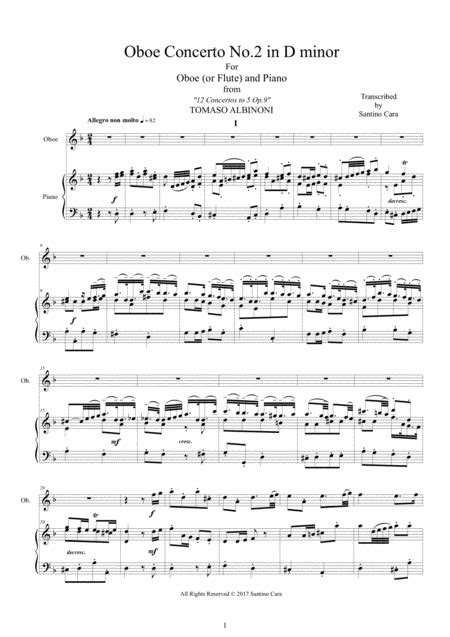  Concerto For 2 Oboes Op. 9/3 by Tomaso Giovanni Albinoni